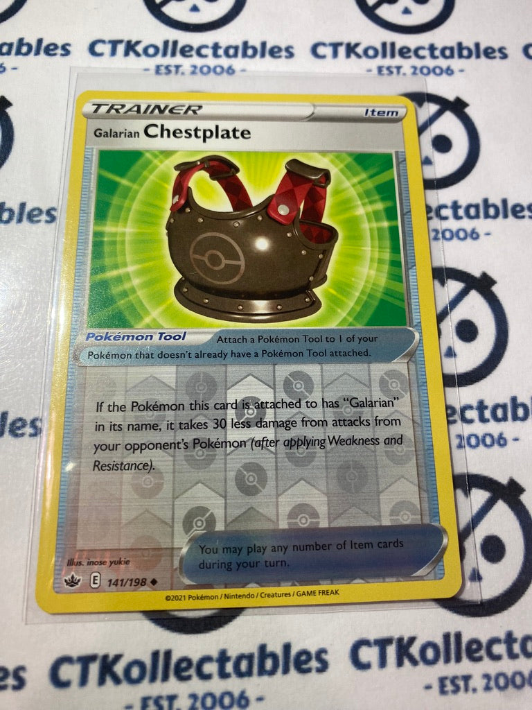 Galarian Chestplate Trainer Reverse Holo #141/198 Pokémon Card Chilling Reign