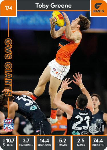 2023 AFL Teamcoach Base Card-#174 Toby Greene GWS