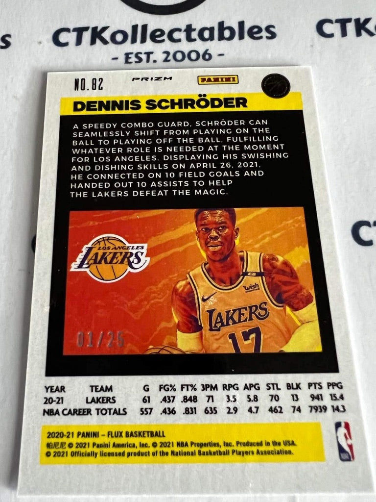 2020-21 NBA Panini Flux Dennis Schroder Purple Prizm #01/25 Lakers