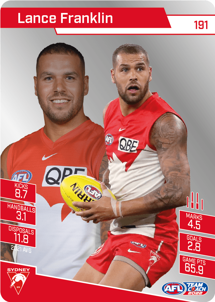 2022 AFL Teamcoach Silver Parallel #191 Lance Franklin