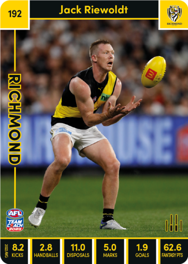 2023 AFL Teamcoach Base Card-#192 Jack Riewoldt Tigers