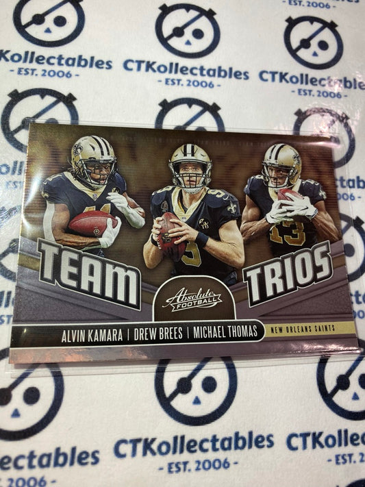 2019 NFL Panini Absolute Team Trios Kamara/Brees/Thomas #TT-NO Saints