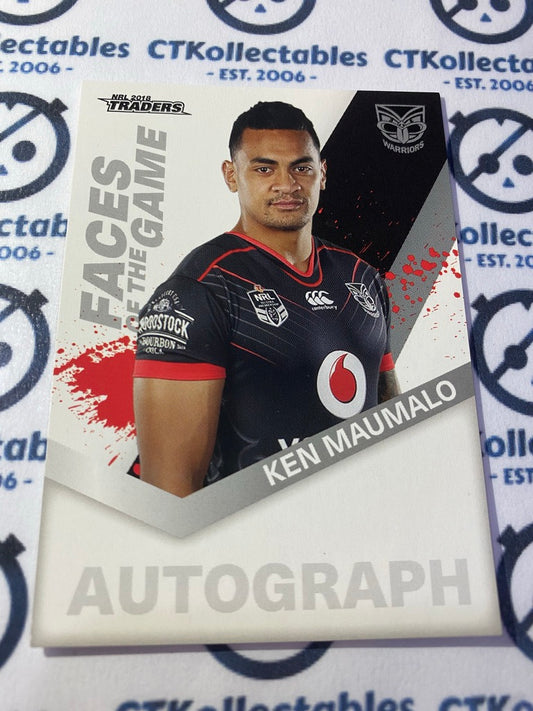2018 NRL Traders Faces of the Game Ken Maumalo FG58/64 Warriors
