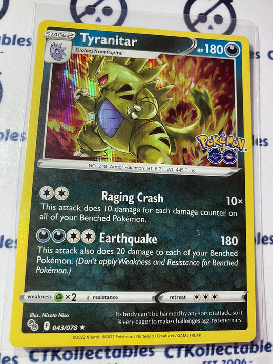 Tyranitar Holo Rare Card #043/078 2022 Sword & Shield Pokemon Go Pokemon Card