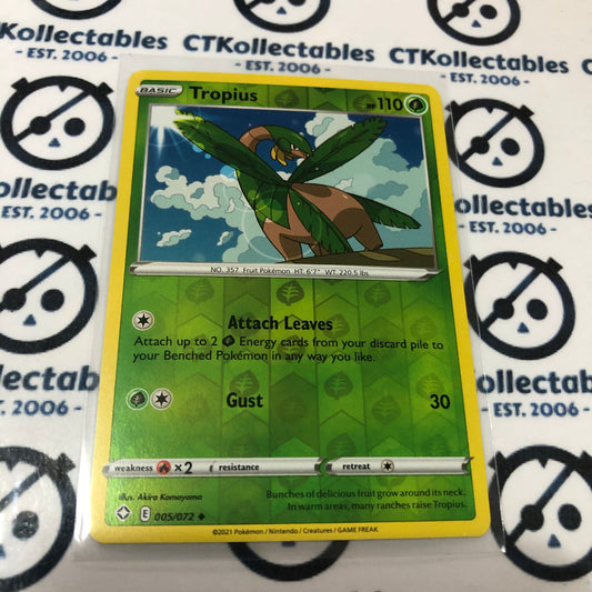 Tropius #005/072 Reverse Holo un-Common Pokémon Card Shining Fates