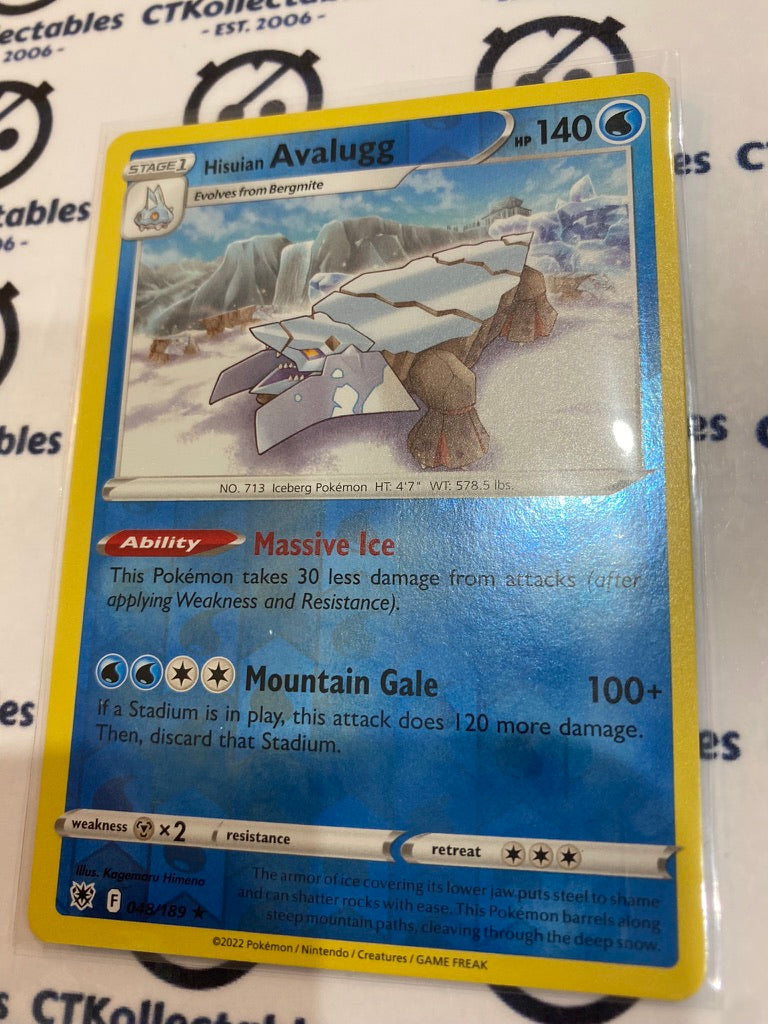 Hisuian Avalugg Reverse Holo Rare #048/189 2022 Sword & Shield Astral Radiance Pokemon Card