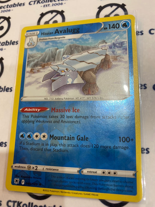 Hisuian Avalugg Reverse Holo Rare #048/189 2022 Sword & Shield Astral Radiance Pokemon Card