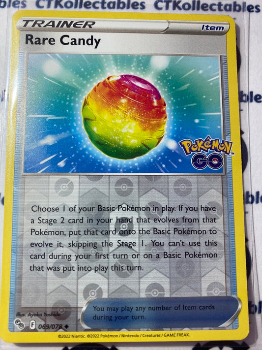 Rare Candy Trainer Reverse Holo Card #069/078 2022 Sword & Shield Pokemon Go Pokemon Card