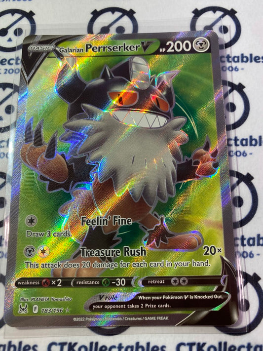 Galarian Perrserker Full Art #183/196 2022 Sword & Shield Lost Origin Pokemon Card