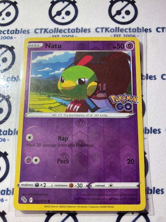 Natu Reverse Holo Card #032/078 2022 Sword & Shield Pokemon Go Pokemon Card