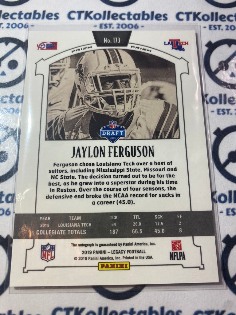 2019 NFL Panini Legacy Jaylon Ferguson silver premium rookie auto prizm  #173 Ravens