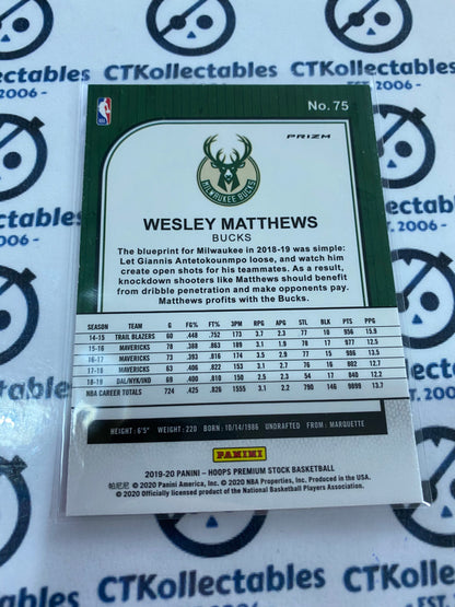 2019-20 NBA Hoops Premium Wesley Matthews Laser Prizm #75
