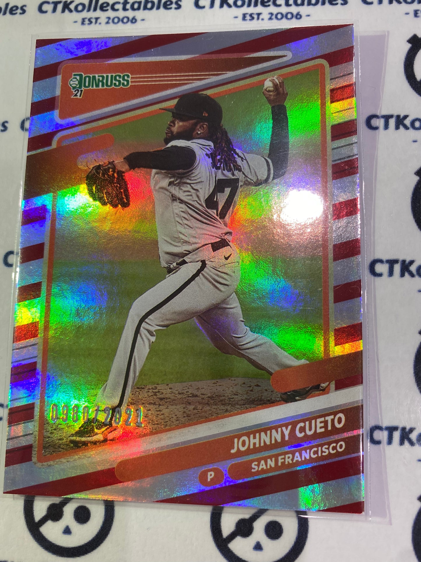2021 Panini Donruss Baseball Johnny Cueto Red/Silver #0980/2021