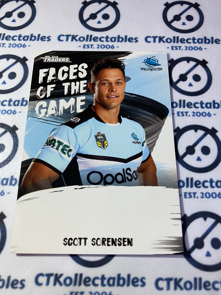 2019 NRL Traders Faces Of The Game Scott Sorensen FG15/64 Sharks