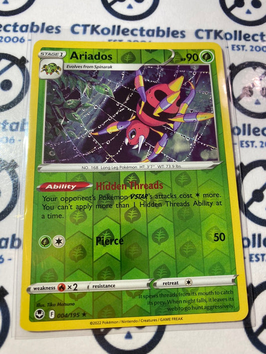 Ariados Reverse Holo #004/195 2022 Sword & Shield Silver Tempest Pokemon Card