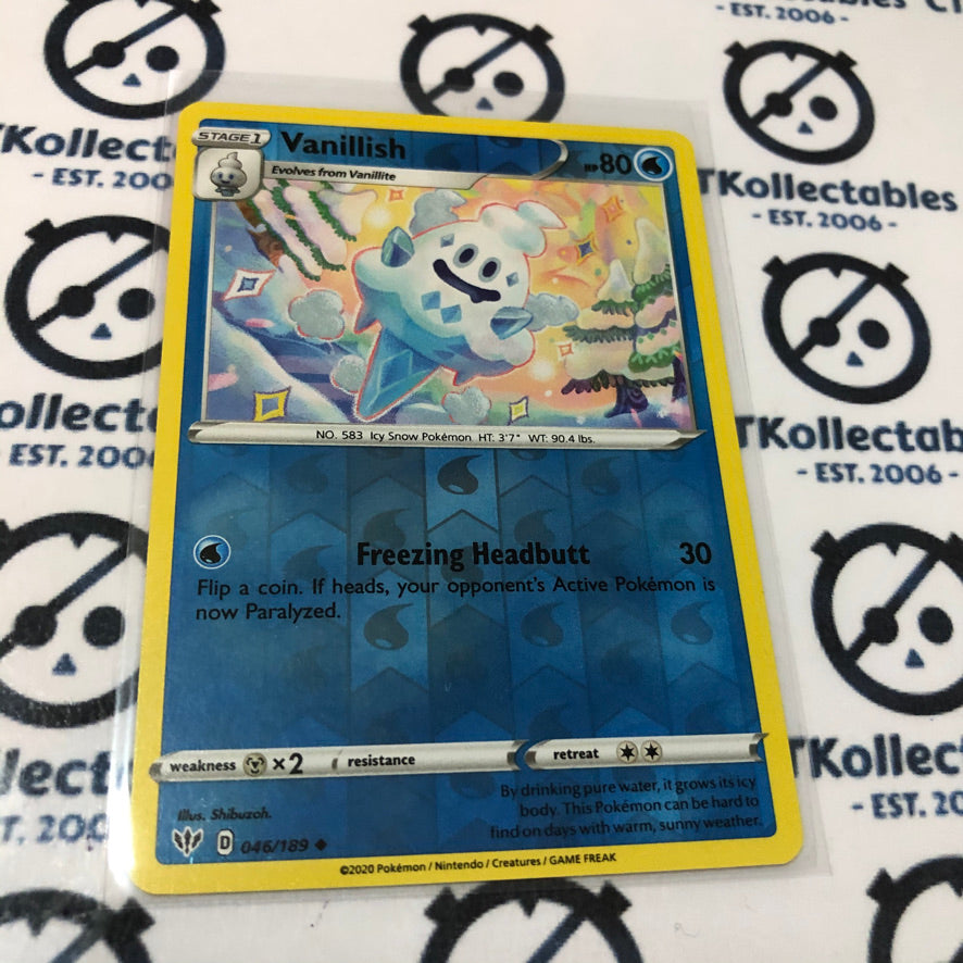 Vanillish #046/189 Reverse Holo Uncommon Pokémon Card S & S Darkness Ablaze