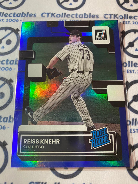 2022 Panini Donruss Baseball Reiss Knehr Rated Rookie Blue Foil #71 San Diego