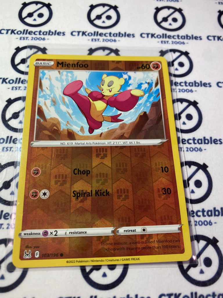 Meinfoo Reverse Holo #103/196 2022 Sword & Shield Lost Origin Pokemon Card