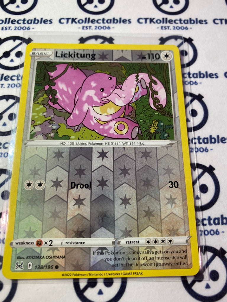 Lickitung Reverse Holo #138/196 2022 Sword & Shield Lost Origin Pokemon Card