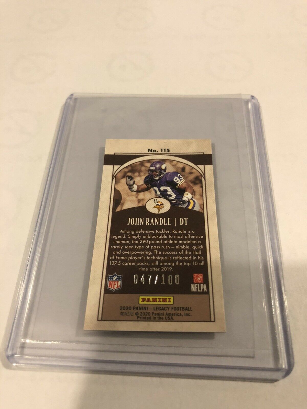 2020 NFL Legacy John Randle Bronze Chrome Mini #47/100 Vikings