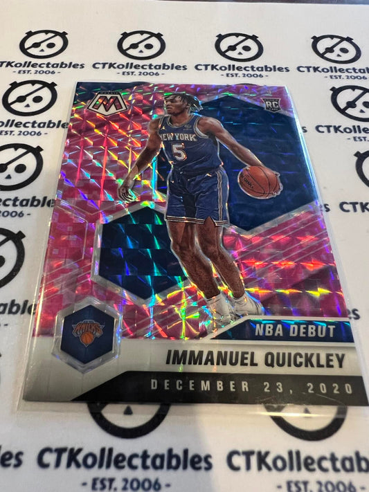 2020-21 NBA Mosaic Pink Prizm Immanuel Quickley NBA DEBUT Rc #277 Knicks