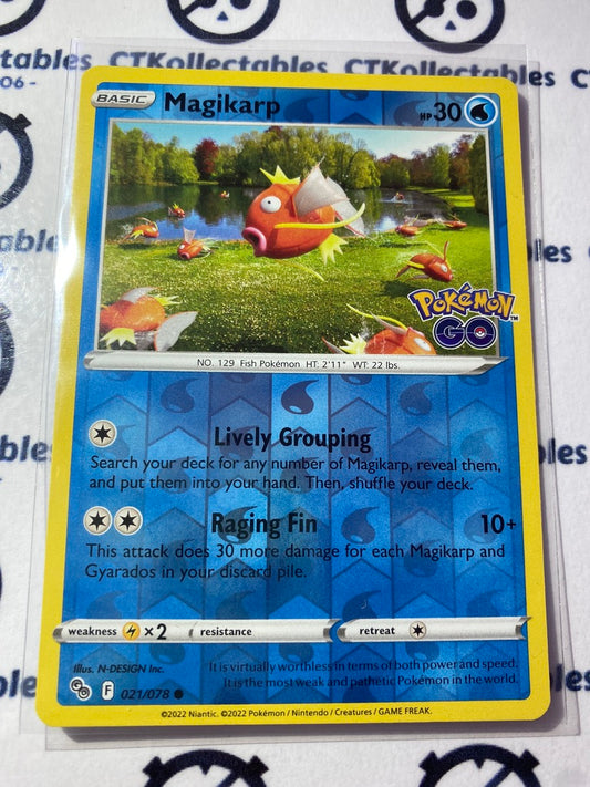 Magikarp Reverse Holo Card #021/078 2022 Sword & Shield Pokemon Go Pokemon Card