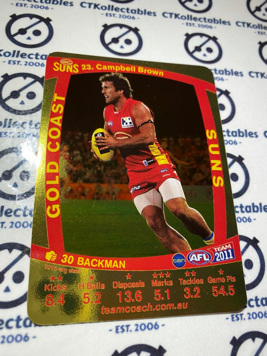 2011 AFL Teamcoach Gold Card- #23 Campbell Brown Suns