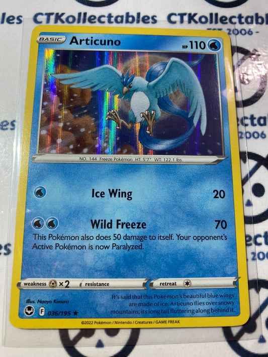 Articuno Holo Rare #036/195 2022 Sword & Shield Silver Tempest Pokemon Card