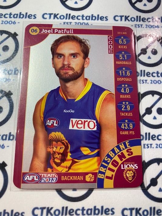 2013 AFL Teamcoach Silver Code Card - #06 Joel Patfull Lions