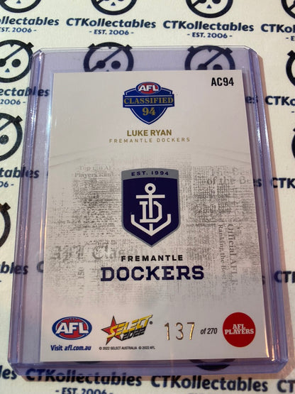 2022 AFL Footy Stars Classified #AC94 Luke Ryan #137/270