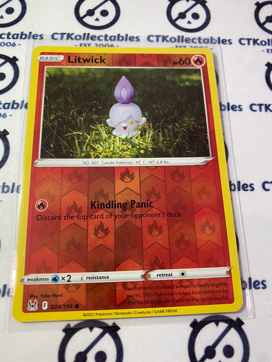 Litwick Reverse Holo #024/196 2022 Sword & Shield Lost Origin Pokemon Card