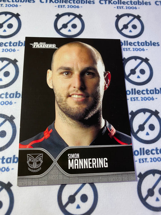 2015 NRL Traders Faces Of the Game Simon Mannering Warriors #44/48
