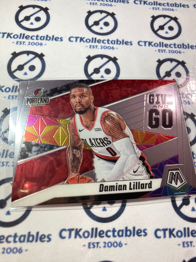 2019-20 NBA Panini Mosaic Damian Lillard Give and Go #7 Portland