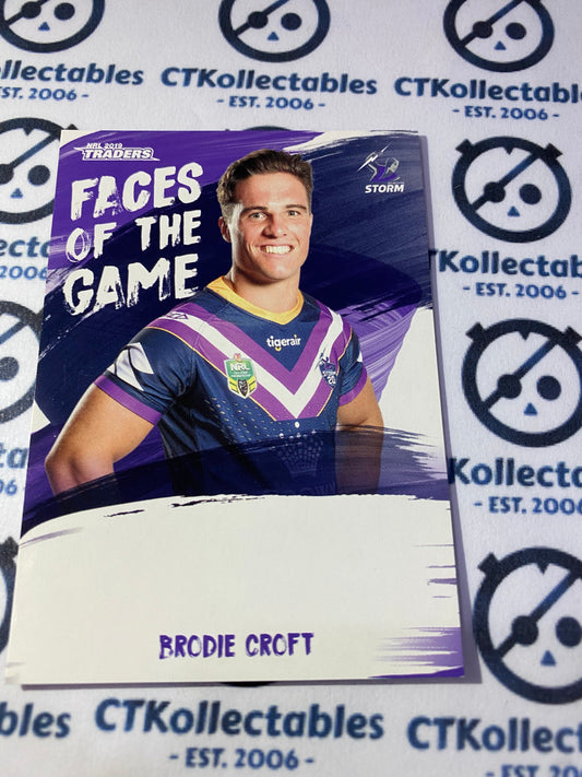 2019 NRL Traders Faces Of The Game Brodie Croft FG25/64 Storm