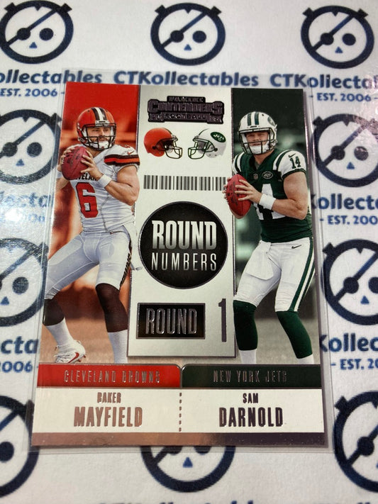 2021 NFL Panini Contenders Mayfield/Darnold Round Numbers #RNA-MD Browns Jets