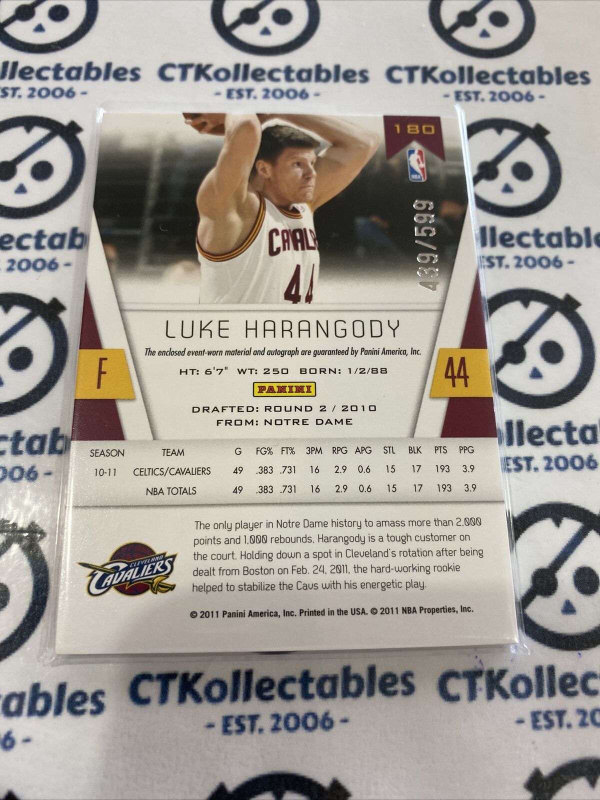 2010-11 Certified Luke Harangody Rookie Signatures #439/599 Cavs