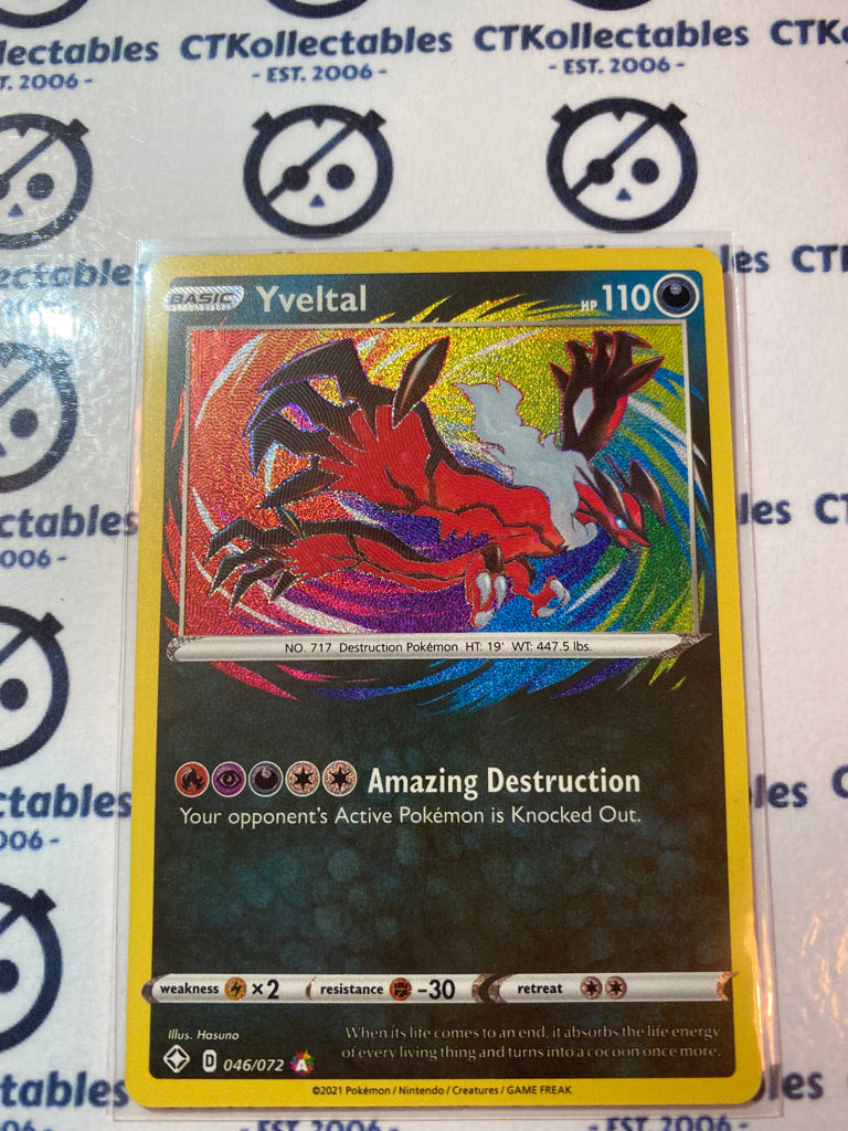 Yveltal Amazing Rare #046/072 Ultra Rare Shining Fates Pokemon Card