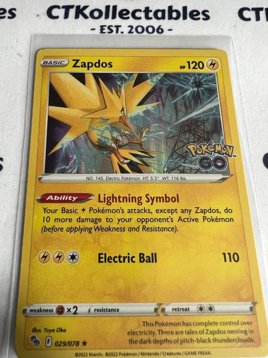 Zapdos Holo Rare Card #029/078 2022 Sword & Shield Pokemon Go Pokemon Card