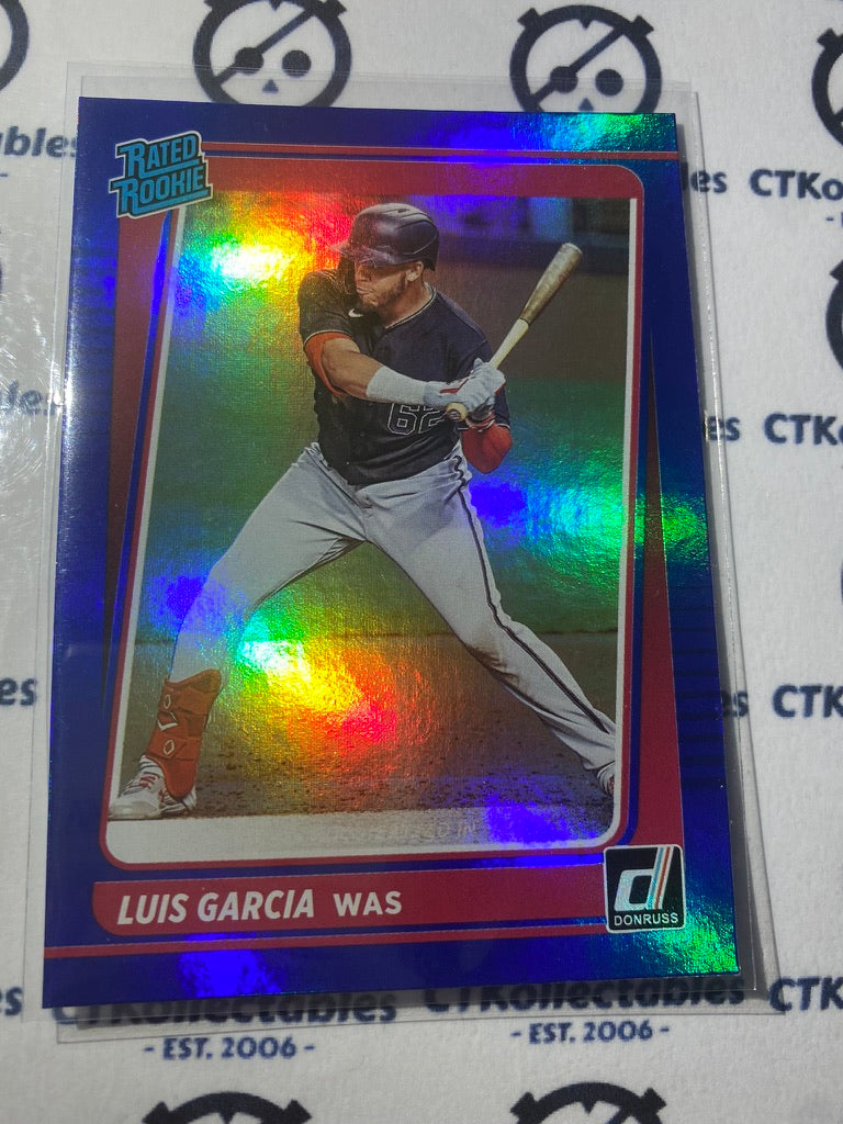 2021 Panini Donruss Baseball Luis Garcia Rated Rookie Blue Foil #45 Washington