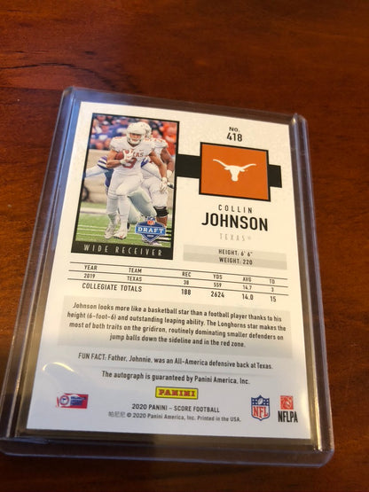Colin Johnson Rookie RC Auto #418 2020 NFL Score
