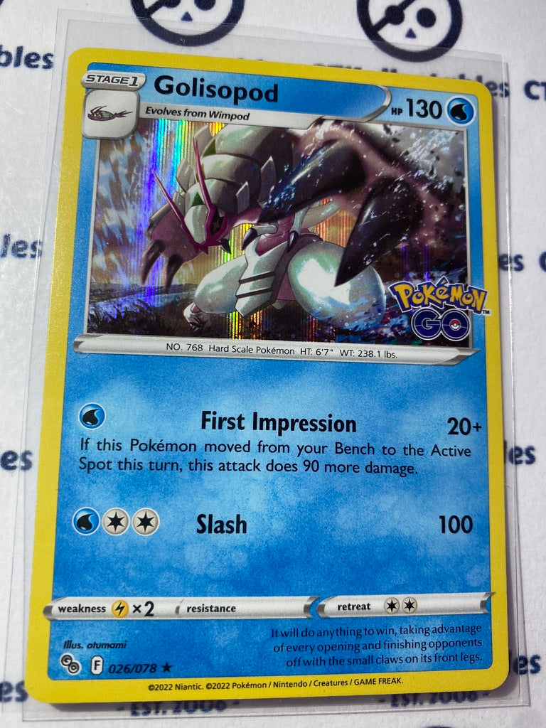 Golisopod Holo Rare Card #026/078 2022 Sword & Shield Pokemon Go Pokem CTKollectables Golisopod Holo Rare Card #026/078 2022 Sword & Shield Pokemon Go Pokem CTKollectables