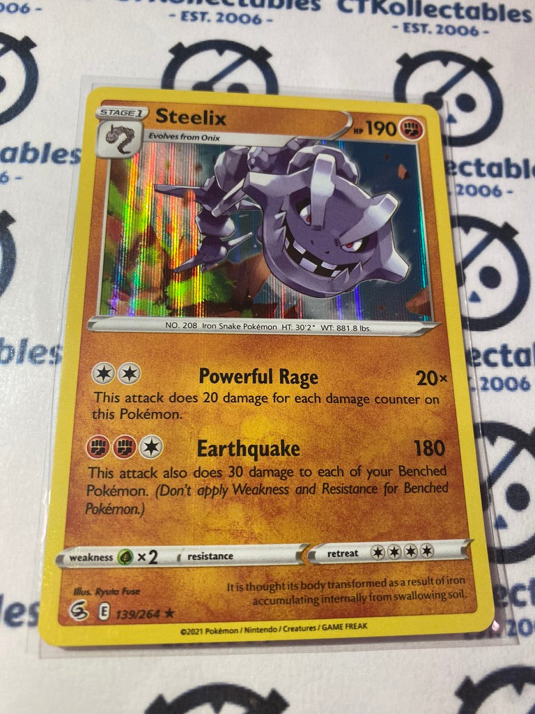 Steelix Holo Rare Card #139/264 2021 Sword & Shield Fusion Strike Pokemon Card