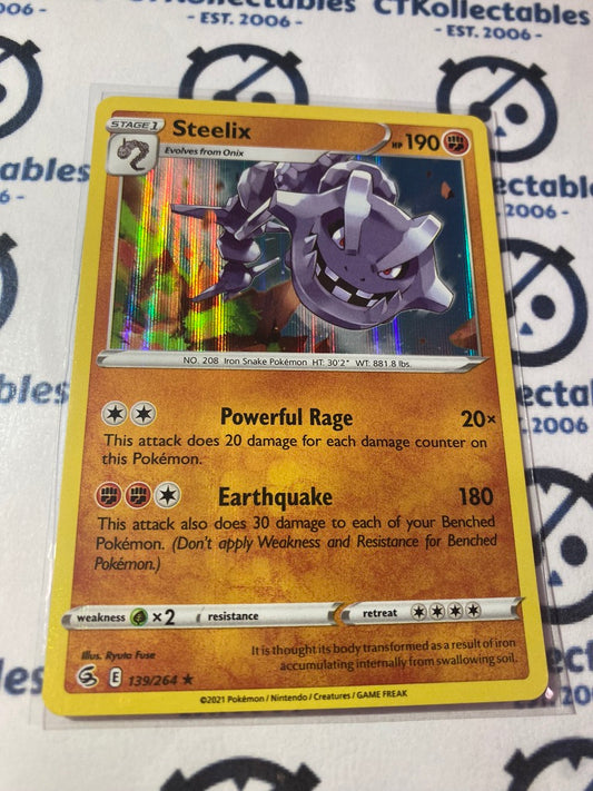 Steelix Holo Rare Card #139/264 2021 Sword & Shield Fusion Strike Pokemon Card
