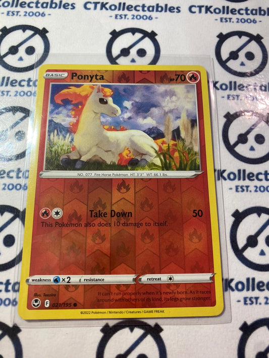 Ponyta Reverse Holo #021/195 2022 Sword & Shield Silver Tempest Pokemon Card