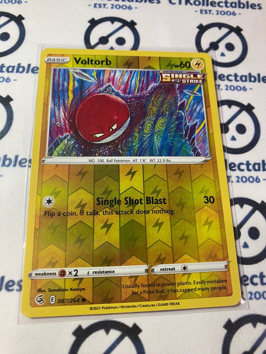 Voltorb Reverse Holo #087/264 2021 Sword & Shield Fusion Strike Pokemon Card