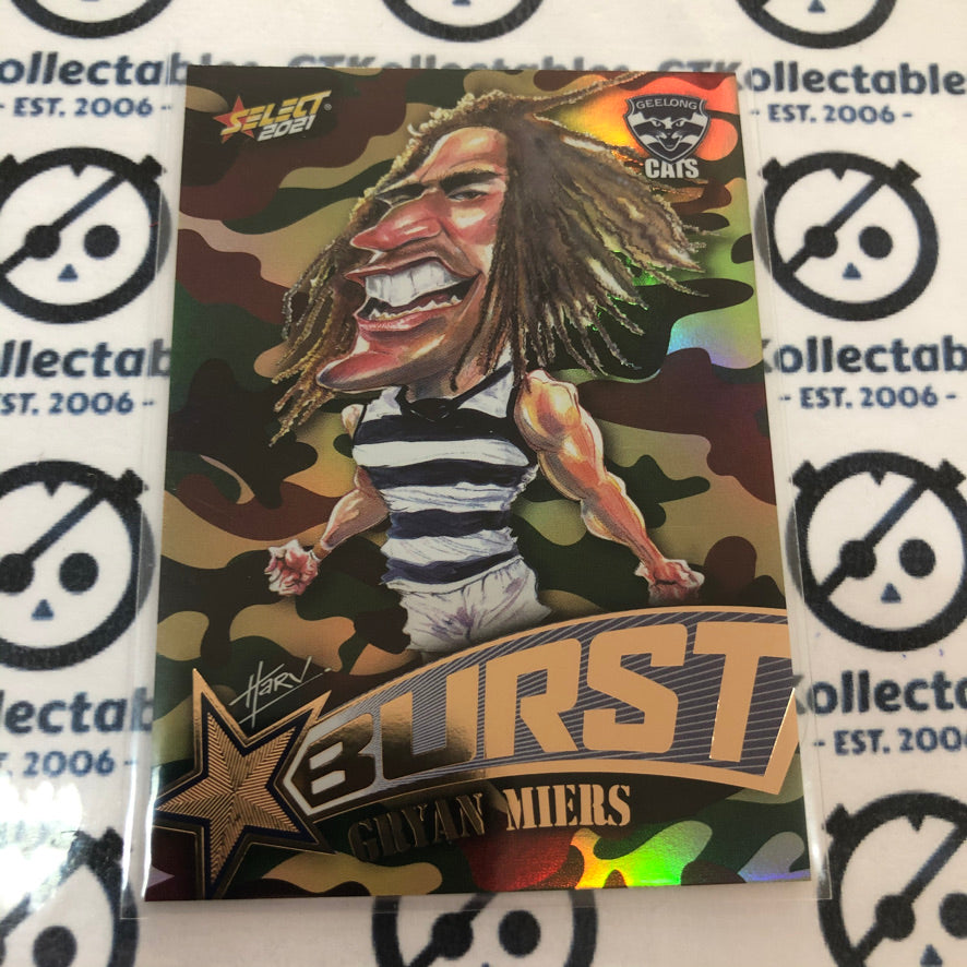 2021 AFL Footy Stars Camo Burst Gryan Miers #SBC26 Cats