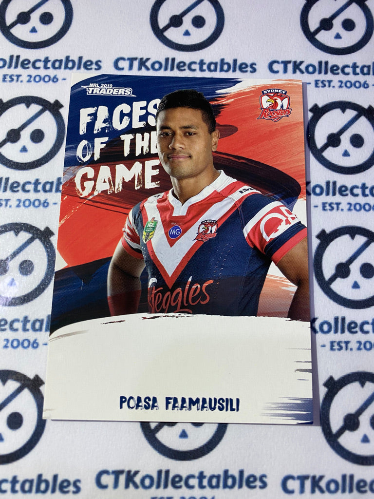 2019 NRL Traders Faces Of The Game Poasa Faamausili FG54/64 Roosters