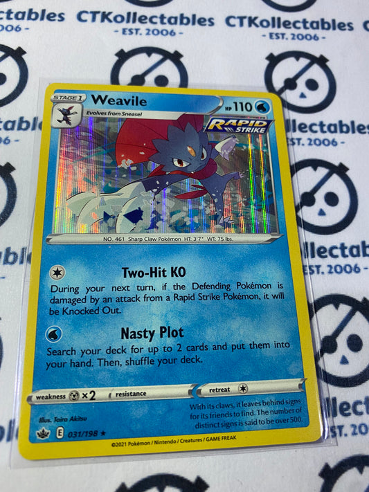 Weavile Holo Rare #031/198 Pokémon Card Chilling Reign