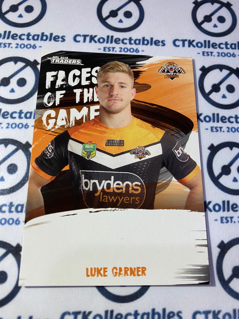2019 NRL Traders Faces Of The Game Luke Garner FG63/64 Tigers