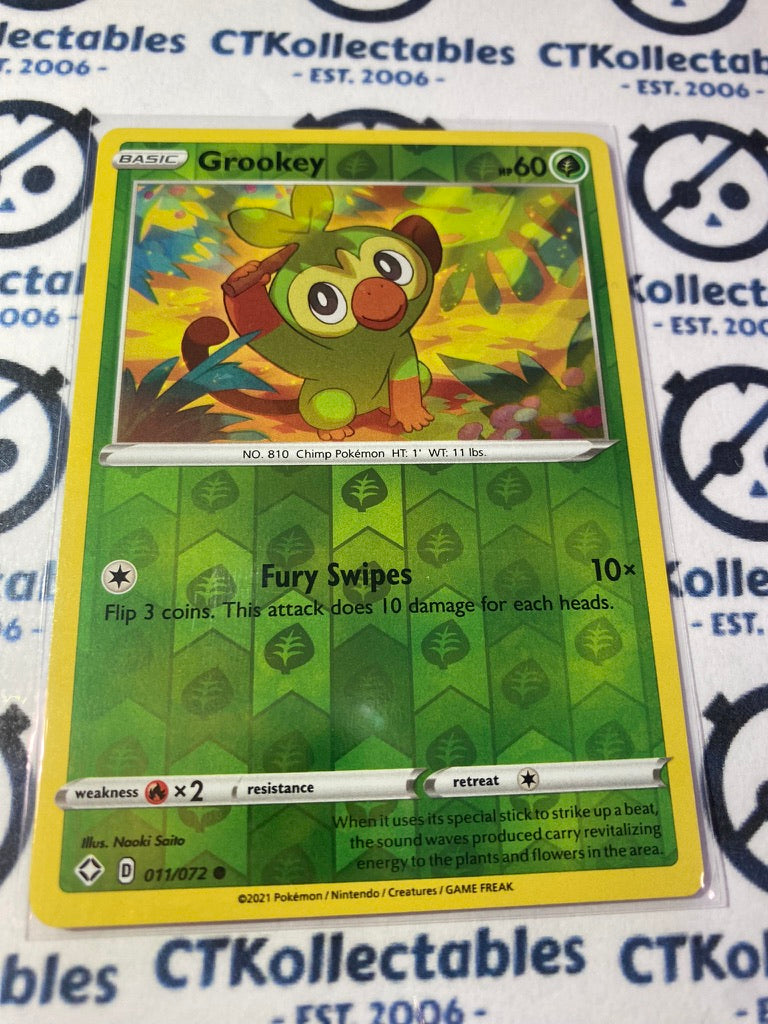 Grookey #011/072 Reverse Holo Common Pokémon Card Shining Fates